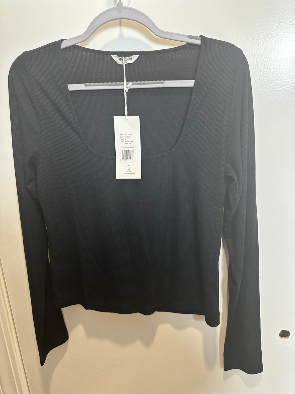 Thakoon Black Ribbed Long-Sleeve Scoop Top (57)
